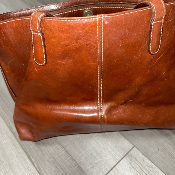 Valentina Womens Brown  Leather Shoulder Bag Purse  Handbag Brown Strap - Picture 4 of 10